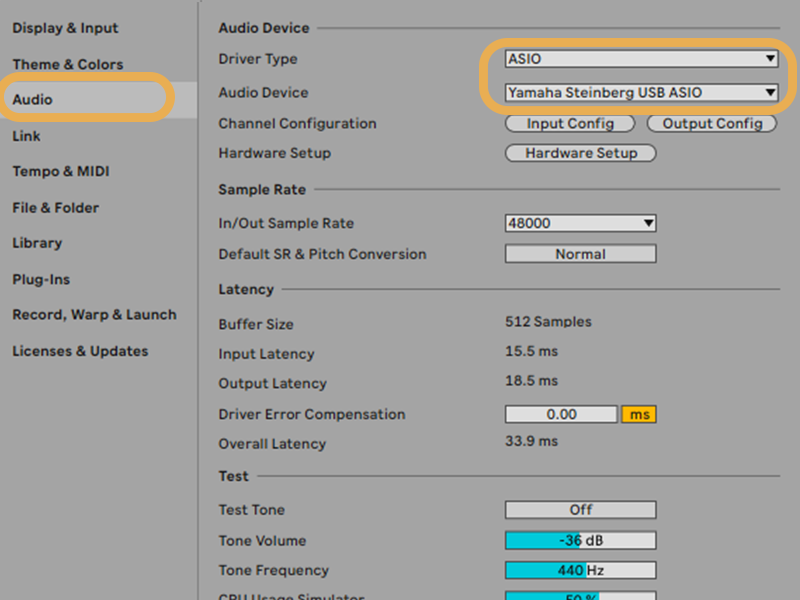 Windows audio settings with interface