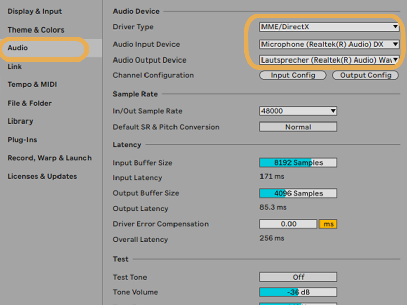 Windows audio settings without interface