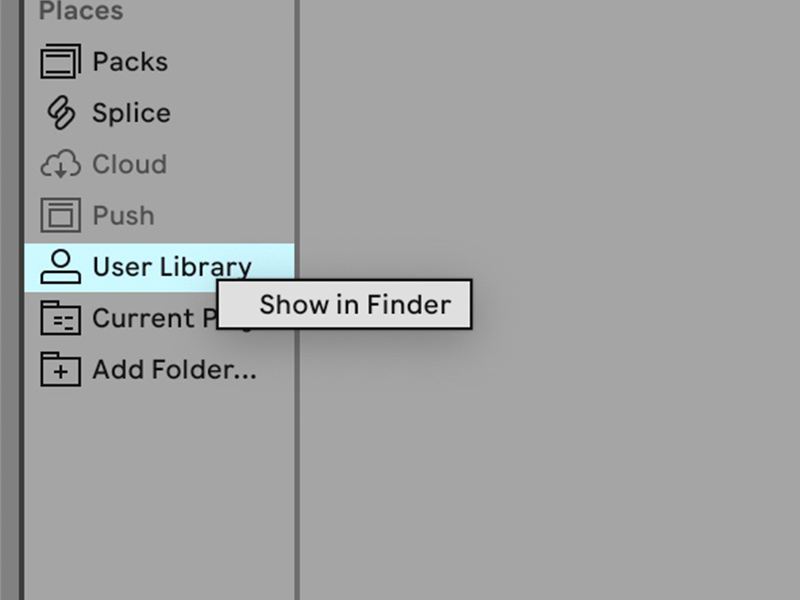 Kontextmenü: Show in Finder