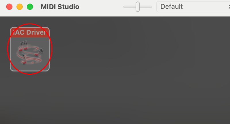 MIDI-Studio-Fenster mit markiertem IAC-Treiber